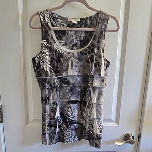 Coldwater Creek Grey and White Patterned Tank Top